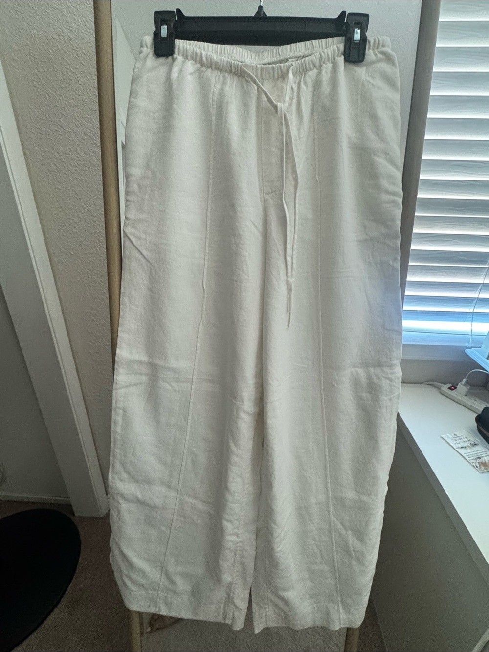 a new day white Wide-Leg Linen Drawstring Pants